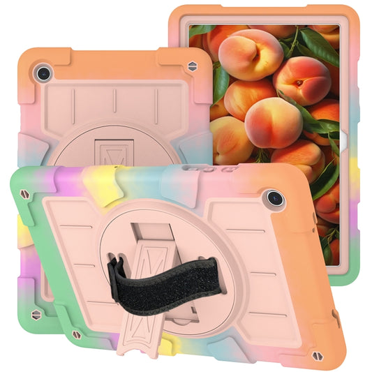 For Samsung Galaxy Tab A9+ Silicone Hybrid PC Shockproof Tablet Case with Shoulder Strap(Colorful Gold) - Galaxy Tab A9+ by buy2fix | Online Shopping UK | buy2fix