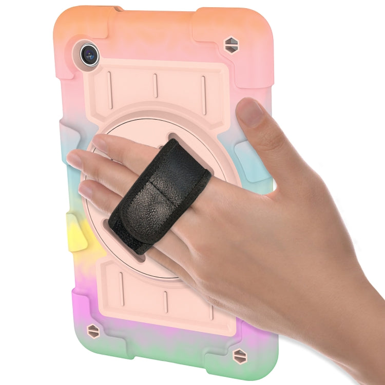 For Samsung Galaxy Tab A9 X110/X115 Silicone Hybrid PC Shockproof Tablet Case with Shoulder Strap(Colorful Gold) - Galaxy Tab A9 by buy2fix | Online Shopping UK | buy2fix