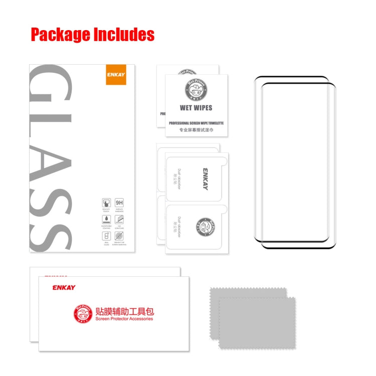 For Xiaomi 14 Pro 2pcs ENKAY Hat-Prince Heat Bending Full Side Glue Tempered Glass Film by ENKAY
