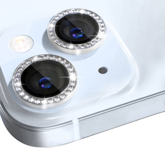 For iPhone 15 / 15 Plus NORTHJO Camera Lens Protector Tempered Glass Metal Rhinestone Ring Film(Silver) - iPhone 15 Tempered Glass by NORTHJO | Online Shopping UK | buy2fix