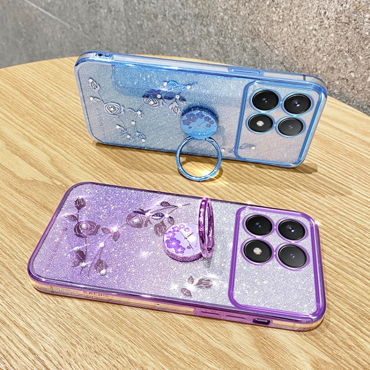 For Xiaomi Redmi K70 Gradient Glitter Immortal Flower Ring All-inclusive Phone Case(Purple) by buy2fix