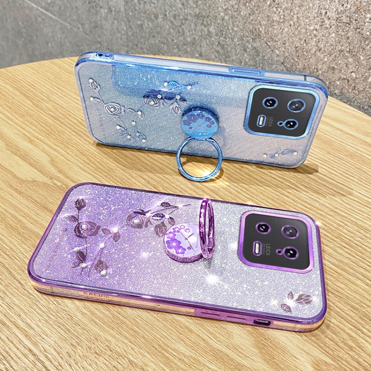 For Xiaomi 13 Gradient Glitter Immortal Flower Ring All-inclusive Phone Case(Pink) by buy2fix