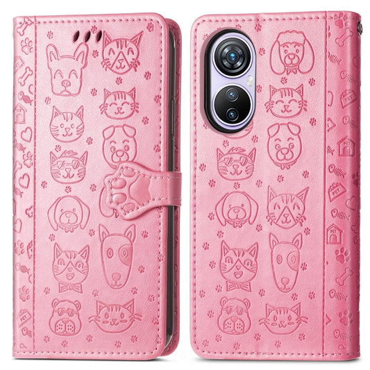 For Blackview A200 Pro Cat and Dog Embossed Leather Phone Case(Pink) by buy2fix