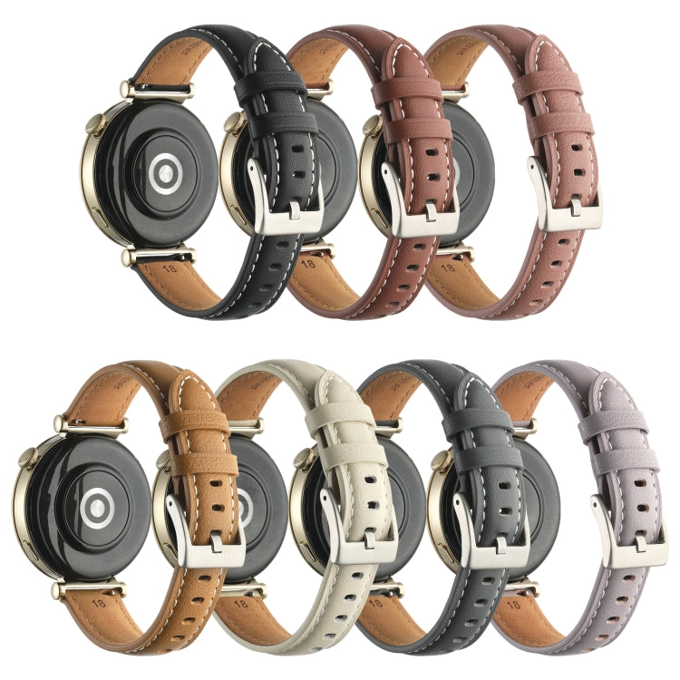 For Huawei Watch GT4 41mm 18mm Thread Pin Buckle Leather Watch Band(Black) by buy2fix