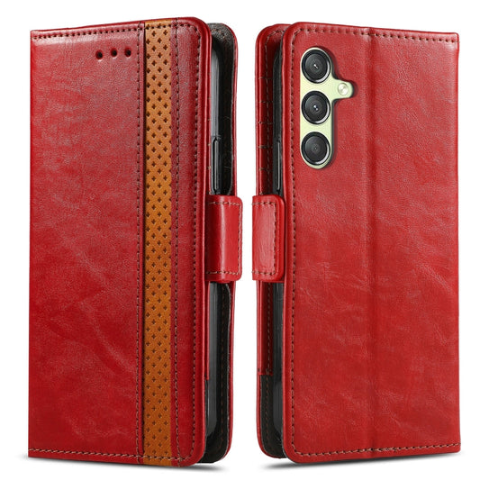 For Samsung Galaxy S23 FE 5G CaseNeo Splicing Dual Magnetic Buckle Leather Phone Case(Red) by buy2fix