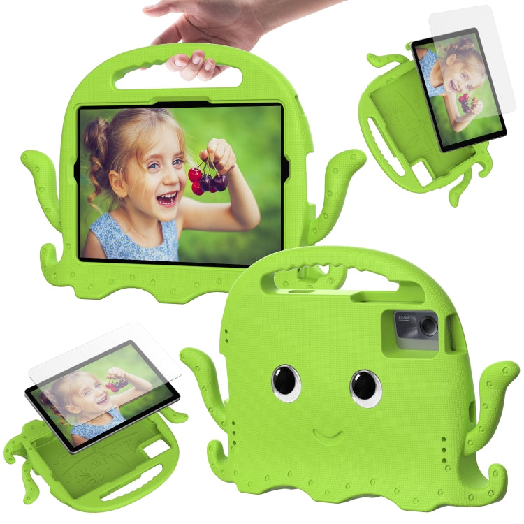For Samsung Galaxy Tab S9 / S9 FE / S7 / S8 Octopus Style EVA Hybrid PC Shockproof Tablet Case with Strap(Grass Green) by buy2fix