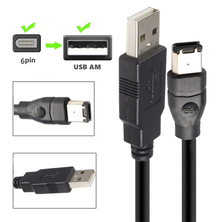 JUNSUNMAY Firewire IEEE 1394 6 Pin Male to USB 2.0 Male Adaptor Convertor Cable Cord, Length:4.5m by JUNSUNMAY