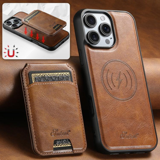 For iPhone Air Suteni H15 MagSafe Oil Eax Leather Detachable Wallet Back Phone Case(Brown) - iPhone Air Cases by Suteni | Online Shopping UK | buy2fix