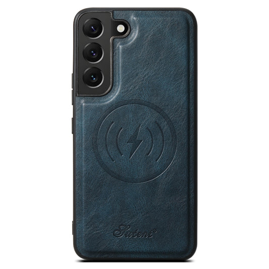 For Samsung Galaxy S22+ 5G Suteni H15 Oil Eax Leather Detachable Wallet Back Phone Case(Blue) by Suteni