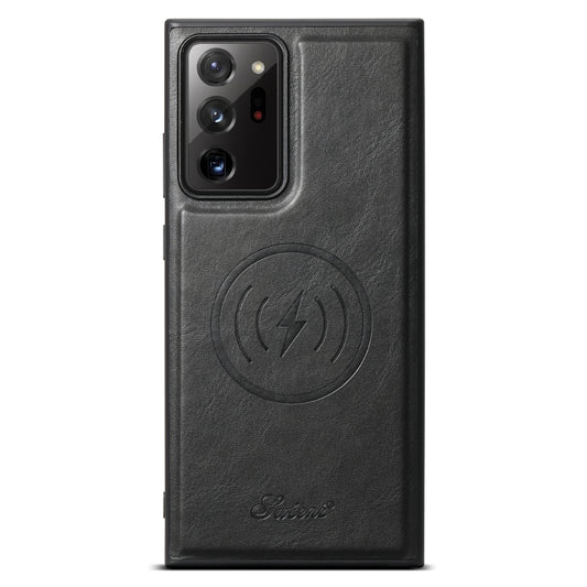 For Samsung Galaxy Note20 Ultra 5G Suteni H15 Oil Eax Leather Detachable Wallet Back Phone Case(Black) by Suteni