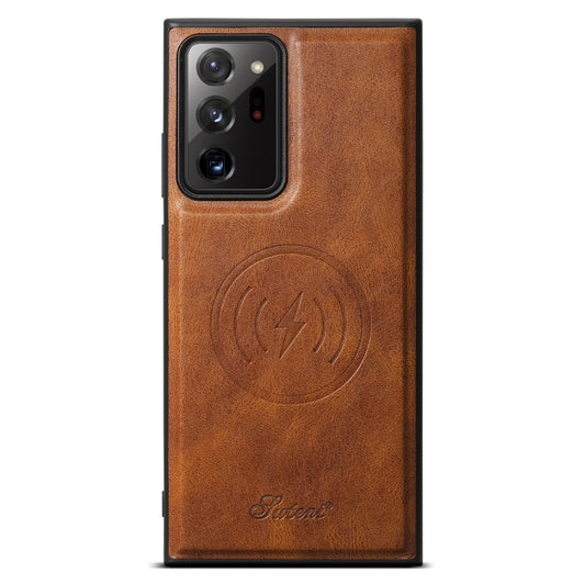 For Samsung Galaxy Note20 Ultra 5G Suteni H15 Oil Eax Leather Detachable Wallet Back Phone Case(Brown) by Suteni