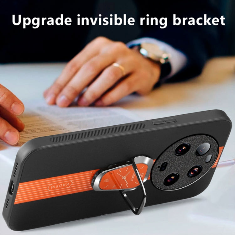 For Xiaomi 13 Ultra Magnetic Litchi Leather Back Phone Case with Holder(Orange) by buy2fix