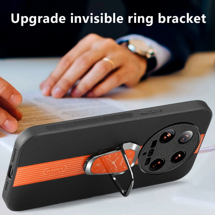 For Xiaomi 14 Ultra Magnetic Litchi Leather Back Phone Case with Holder(Orange) by buy2fix