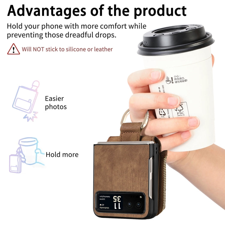 For Motorola Razr 40 Retro Skin-feel Ring Multi-card Wallet Phone Case(Brown) by buy2fix