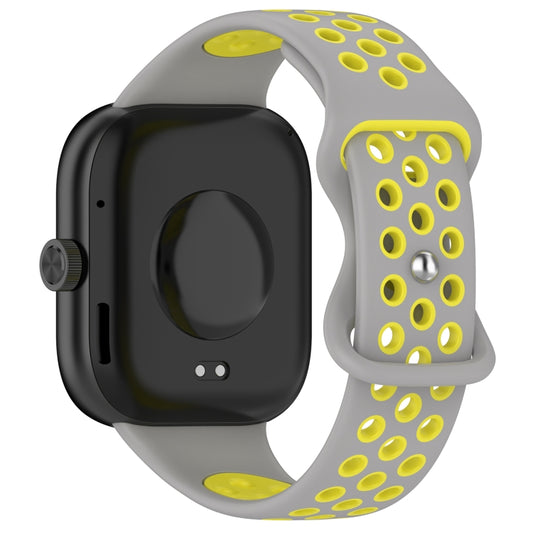 For Redmi Watch 4 Dual Color Perforated Silicone Watch Band(Gray Yellow) by buy2fix
