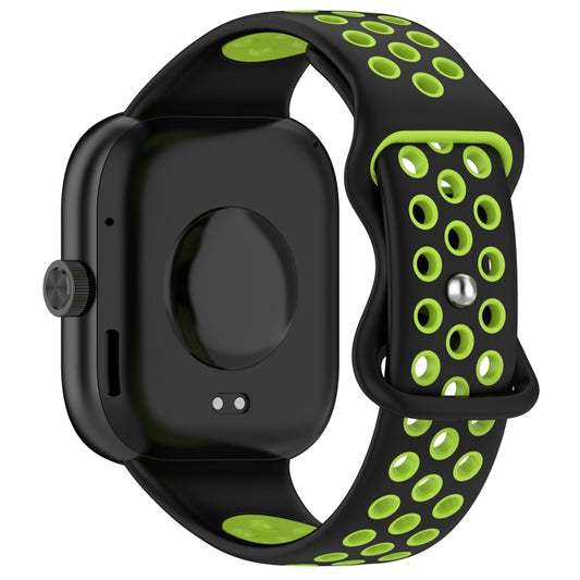 For Redmi Watch 4 Dual Color Perforated Silicone Watch Band(Black Green) by buy2fix