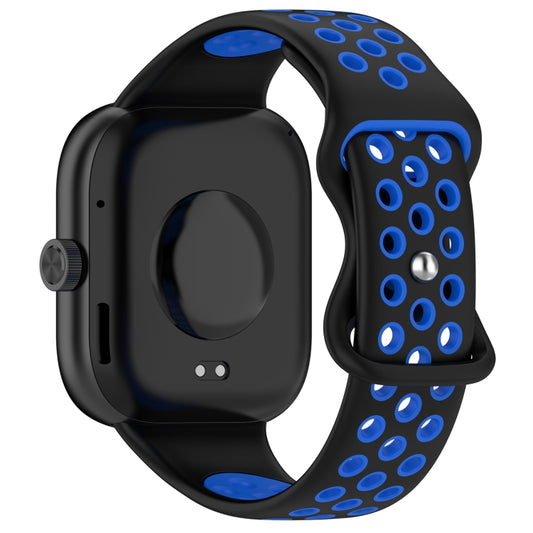 For Redmi Watch 4 Dual Color Perforated Silicone Watch Band(Black Blue) by buy2fix