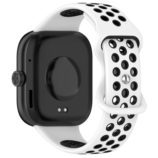 For Redmi Watch 4 Dual Color Perforated Silicone Watch Band(White Blak) by buy2fix