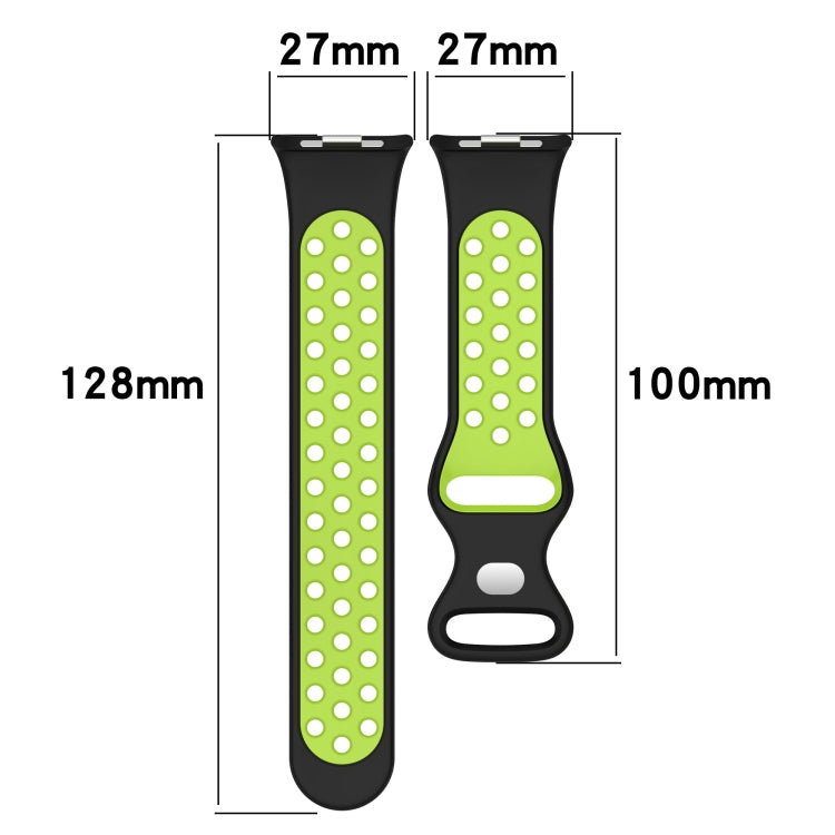 For Redmi Watch 4 Dual Color Perforated Silicone Watch Band(Black Green) by buy2fix