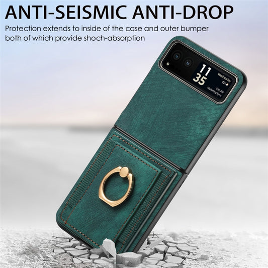 For Motorola Razr 40 Ultra Retro Skin-feel Ring Multi-card Wallet Phone Case(Green) by buy2fix