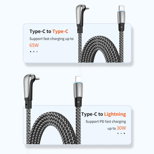 ENKAY PD65W Elbow Type-C to Type-C Fast Charging Data Braid Cable with Indicator Light, Length:1.2m by ENKAY