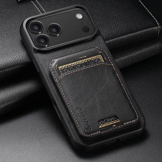 For iPhone 17 Pro Max Suteni H02 Leather Wallet Stand Back Phone Case(Black) - iPhone 17 Pro Max Cases by Suteni | Online Shopping UK | buy2fix