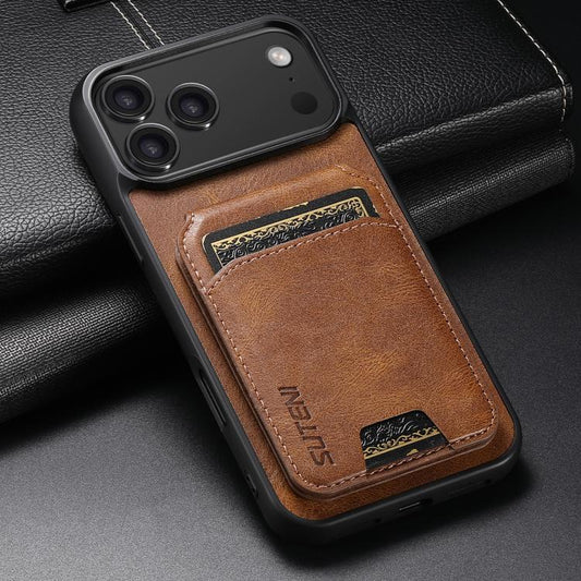 For iPhone 17 Pro Max Suteni H02 Leather Wallet Stand Back Phone Case(Brown) - iPhone 17 Pro Max Cases by Suteni | Online Shopping UK | buy2fix