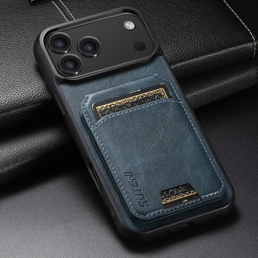 For iPhone 17 Pro Max Suteni H02 Leather Wallet Stand Back Phone Case(Blue) - iPhone 17 Pro Max Cases by Suteni | Online Shopping UK | buy2fix
