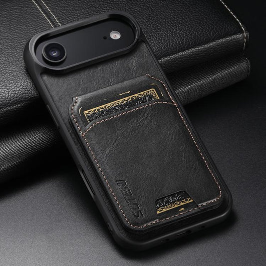For iPhone Air Suteni H02 Leather Wallet Stand Back Phone Case(Black) - iPhone Air Cases by Suteni | Online Shopping UK | buy2fix