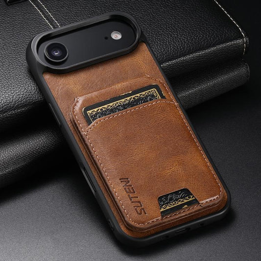 For iPhone Air Suteni H02 Leather Wallet Stand Back Phone Case(Brown) - iPhone Air Cases by Suteni | Online Shopping UK | buy2fix
