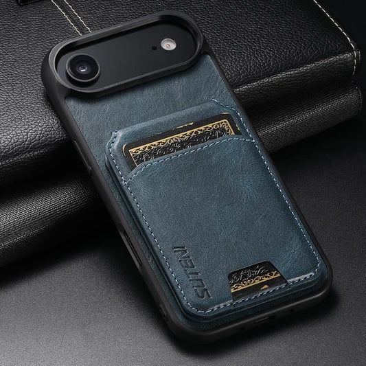 For iPhone 17 Air Suteni H02 Leather Wallet Stand Back Phone Case(Blue) - iPhone 17 Air Cases by Suteni | Online Shopping UK | buy2fix