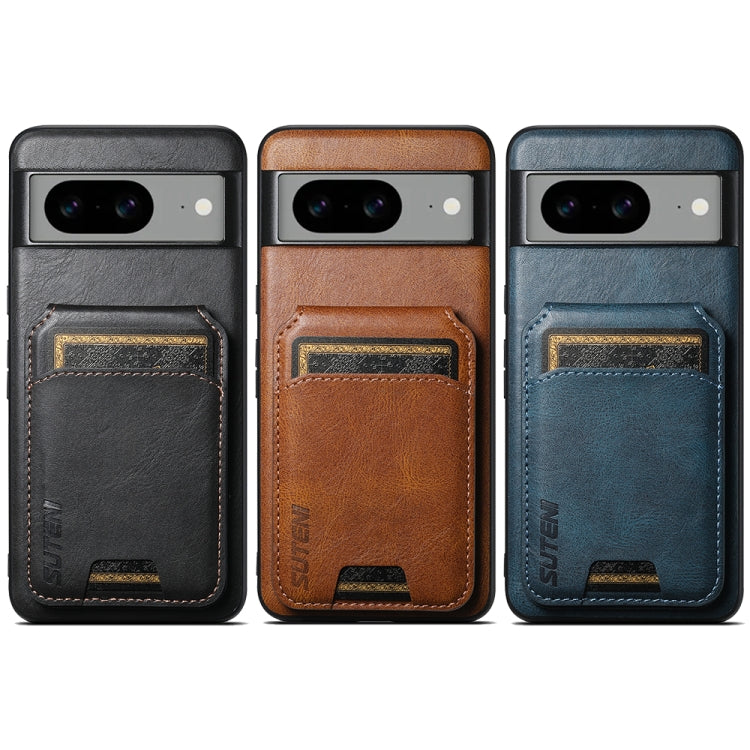 For Google Pixel 8a Suteni H02 Leather Wallet Stand Back Phone Case(Black) - Google Cases by Suteni | Online Shopping UK | buy2fix
