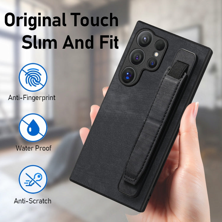 For Samsung Galaxy S24 Ultra 5G Retro Wristband Holder Leather Back Phone Case(Black) by buy2fix