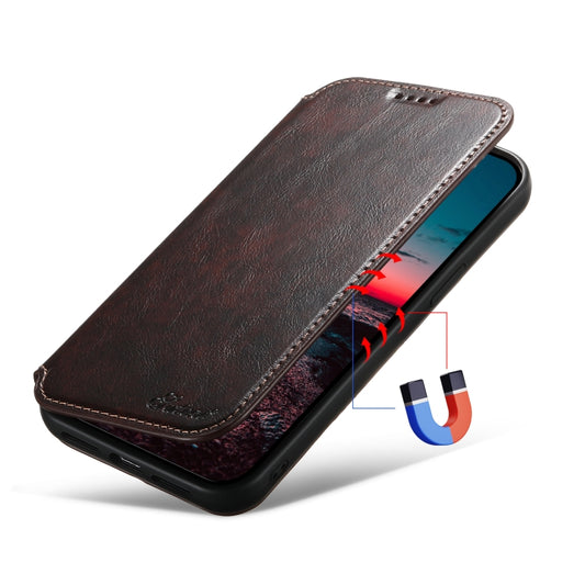 For iPhone 15 Suteni J05 Leather Magnetic MagSafe Phone Case(Brown) by Suteni