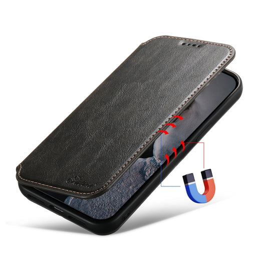 For iPhone 15 Plus Suteni J05 Leather Magnetic MagSafe Phone Case(Black) by Suteni