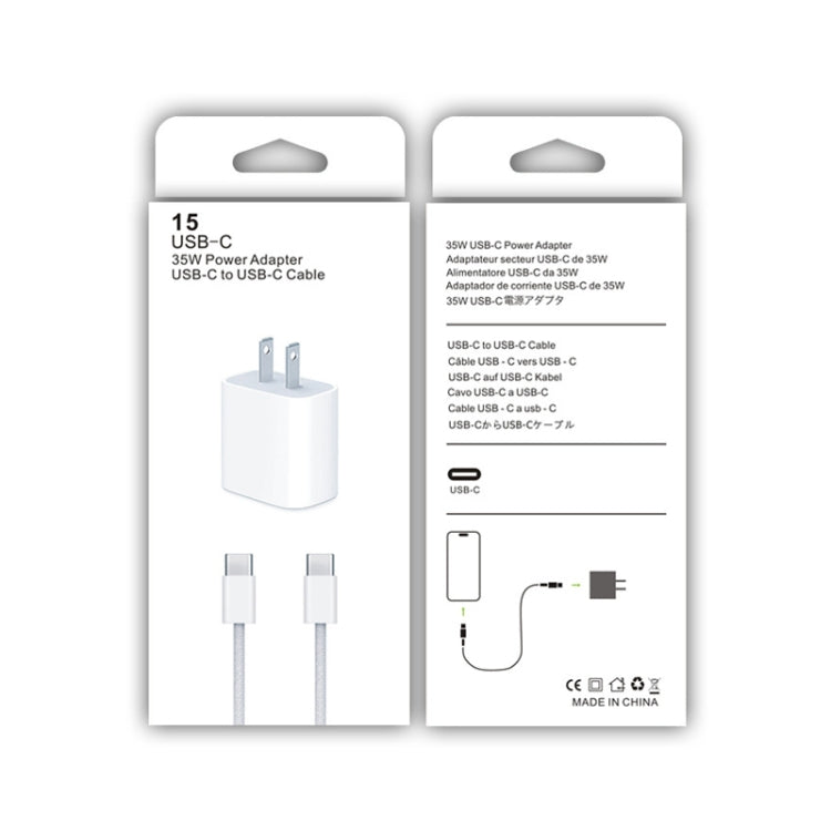 PD35W USB-C / Type-C Port Charger with 1m Type-C to Type-C Data Cable, US Plug by buy2fix