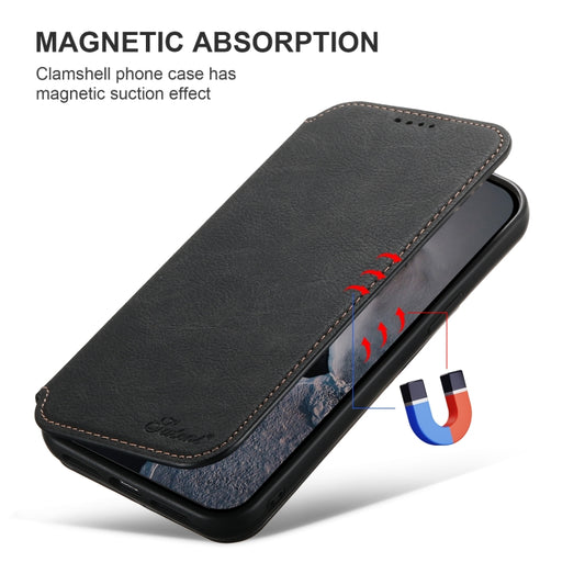 For iPhone 16 Plus Suteni J06 Retro Matte Litchi Texture Leather MagSafe Phone Case(Black) by Suteni