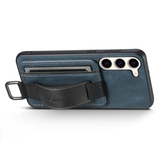 For Samsung Galaxy S24 5G Suteni H13 Card Wallet Wrist Strap Holder PU Phone Case(Blue) by Suteni