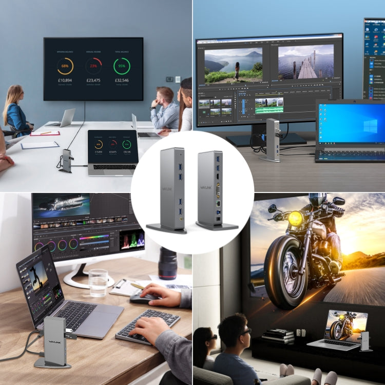 WAVLINK WL-UG39DK7 USB3.0 Hub Adapter Multi-Screen Graphics Card Universal Docking Station, Plug:US Plug by WAVLINK