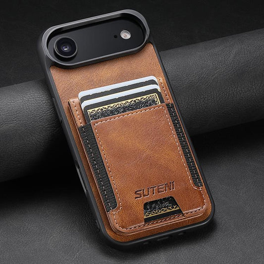 For iPhone 17 Air Suteni H03 Oil Wax Leather Wallet Stand Back Phone Case(Brown) - iPhone 17 Air Cases by Suteni | Online Shopping UK | buy2fix