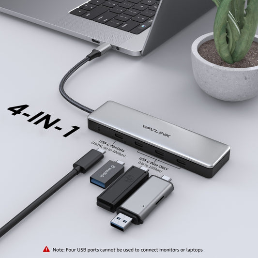 WAVLINK WL-UHP3411 10G Data Transfer Hub 4-in-1 Type-C to 4 USB-C 3.2 Gen2 Ports Adapter by WAVLINK