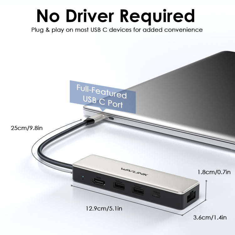 WAVLINK WL-UHP3414 100W Power 10Gbps 4K HDMI USB-C Dock HUB 3xUSB3.2 Gen 2 + 2.5G Ethernet Port by WAVLINK