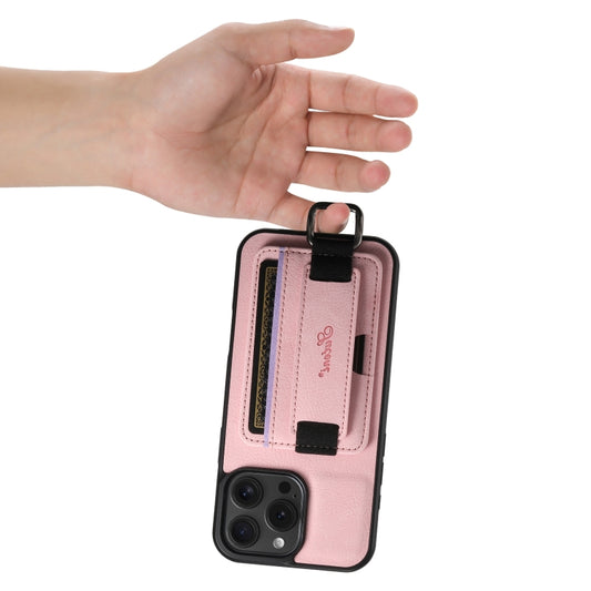 For iPhone 16 Pro Max Suteni H13 Litchi Leather Wrist Strap Wallet Back Phone Case(Pink) by Suteni