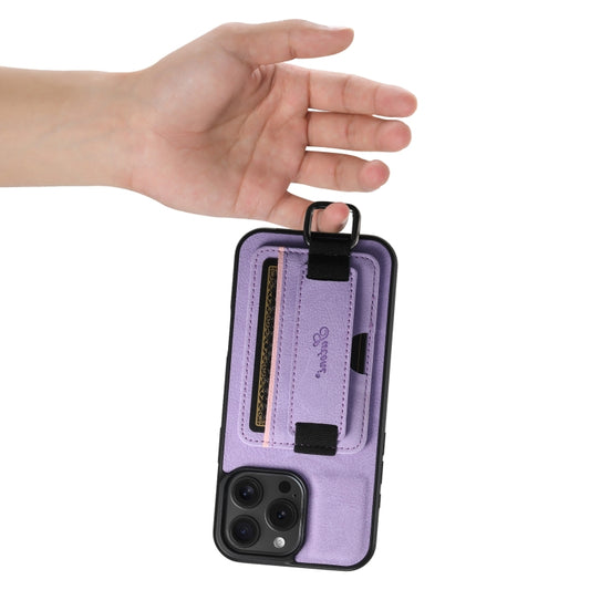 For iPhone 16 Pro Max Suteni H13 Litchi Leather Wrist Strap Wallet Back Phone Case(Purple) by Suteni