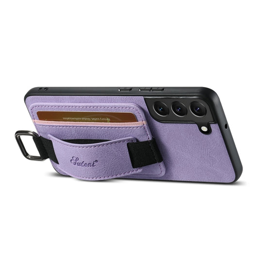 For Samsung Galaxy S24+ 5G Suteni H13 Litchi Leather Wrist Strap Wallet Back Phone Case(Purple) by Suteni