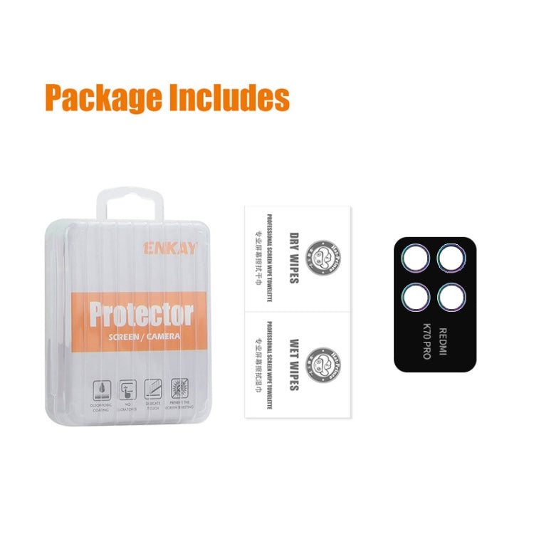For Redmi K70 / K70 Pro / K70E ENKAY Hat-Prince 9H Rear Camera Lens Aluminium Alloy Tempered Glass Film(Black) -  by ENKAY | Online Shopping UK | buy2fix