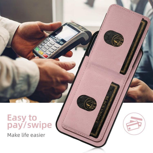 For iPhone 16e Suteni H03 Litchi Leather Card Bag Stand Back Phone Case(Pink) - iPhone 16e Cases by Suteni | Online Shopping UK | buy2fix