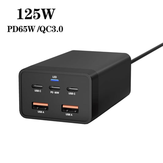 GAN 125W PD65W Dual Type-C + QC3.0 USB Multi Compatible Notebook Adapter EU Plug by buy2fix