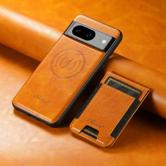 For Google Pixel 8a Suteni H17 Oil Eax Leather Detachable Wallet Phone Case(Khaki) by Suteni