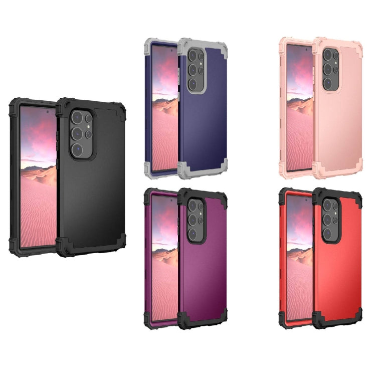 For Samsung Galaxy S24+ 5G 3 in 1 Silicone Hybrid PC Shockproof Phone Case(Dark Purple) by buy2fix